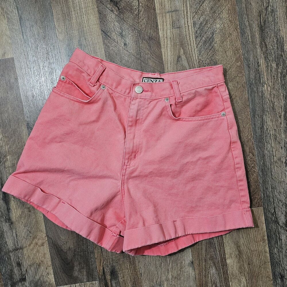 Vintage Cenza Palmettos Jean Shorts Size 10 27"x4" High-Rise Mom Shorts Pink